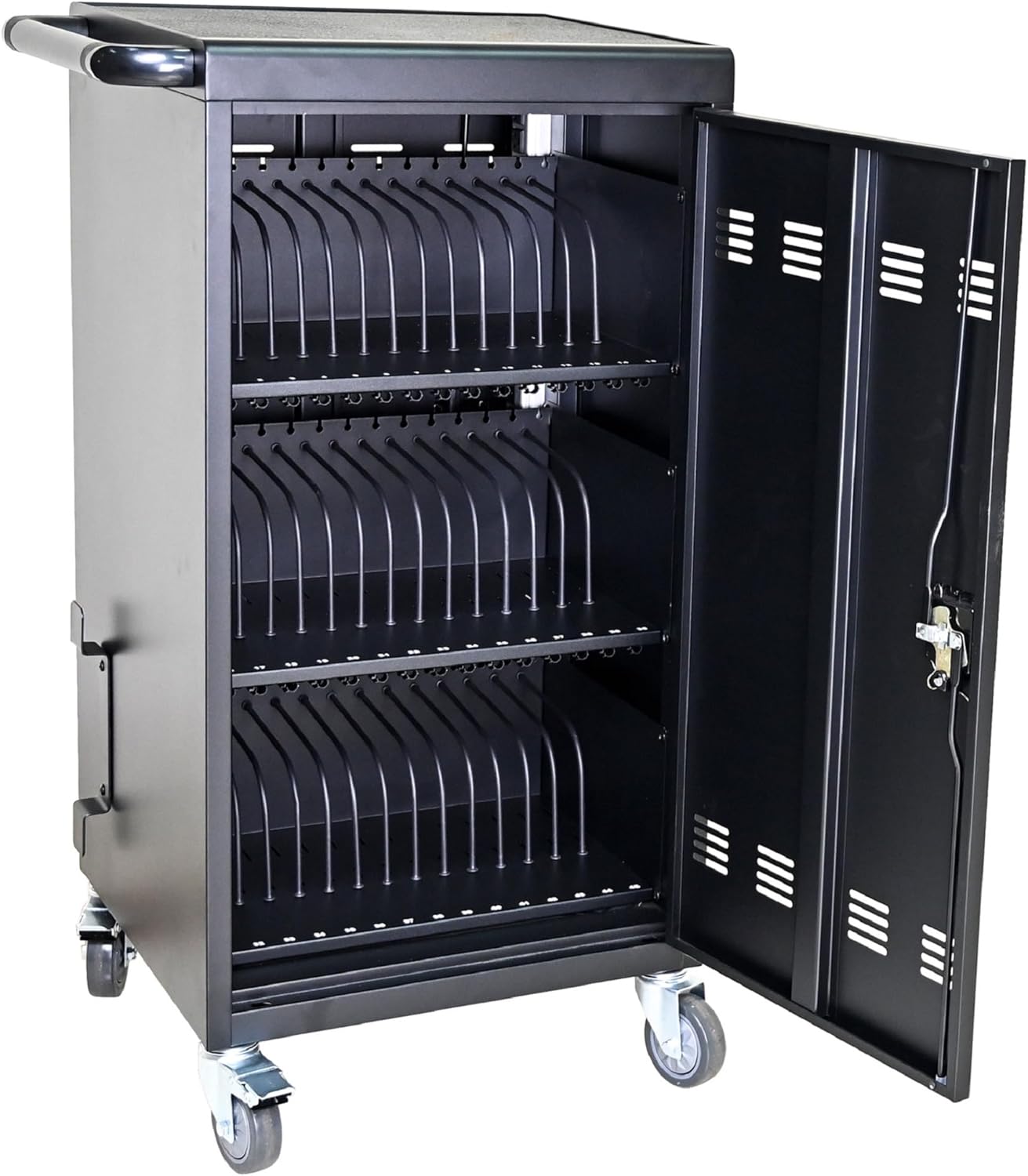 Laptop Charging Cart, Laptop Storage Cart with 45-Bay, Mobile Charging Cabinet for iPads up to 16.3", Chromebook Devices, Cord Management, Access Lock.School,Business.Black