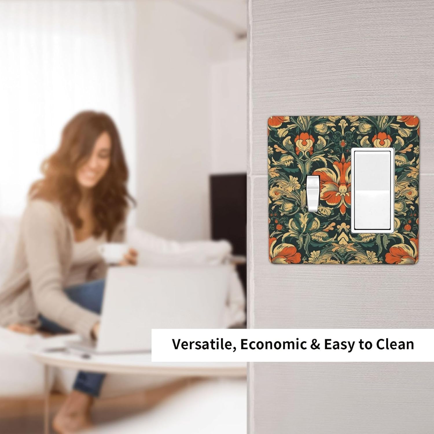 Outlet Covers William Morris Abstract Floral Plant Pattern Orangeyellowgreen 1 Toggle 1 Rocker Combination Decorative Wall Plate Electrical Switch Plates Light Switch Cover Plate for Bedroom