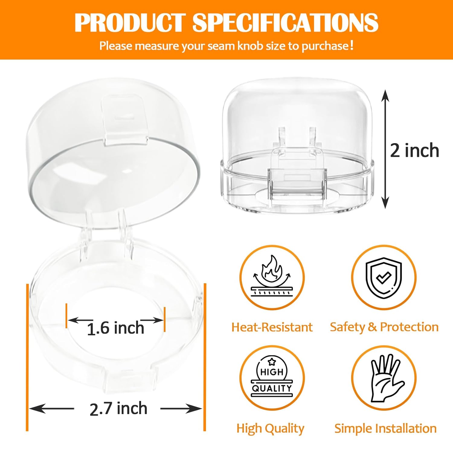 Stove Knob Covers for Child Safety (6 Pack), Stove Knob Safety Covers, Childproof Oven Lock Knob Covers with Adhesive, Prevent Kids-Pets from Gas Stove Knob Locks, Heat-Resistant Upgraded-Clear
