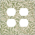 Decorative Outlet Covers Morris Green Willow Leaf Olive Leaves 2 Gang Wall Plate Cover Double Duplex Receptacle Two Switch Light Switch Cover Plate Jumbo Dual Faceplate for Home Decor