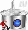 Cat Water Fountain Stainless Steel - 108oz/3.2L Ultra-Quiet Cat Fountain for Drinking with Removable Water Bowl, Kitty Spout Fountain with 3 Filters Supplies for Cats, Small Dogs, Multiple Pets