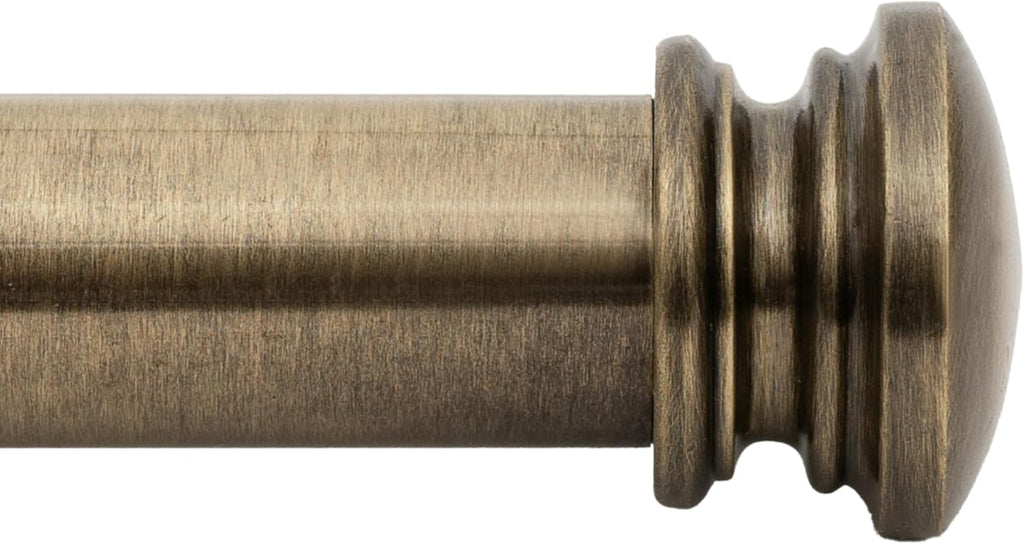 Deco Window Adjustable Curtain Rod for Windows 18 to 44 Inch Extendable Heavy Duty 1 Inch Iron Drapery Pole with End Cap Finials Wall Mounted French Door Curtain Rods (Pack of 1, Antique Brass)