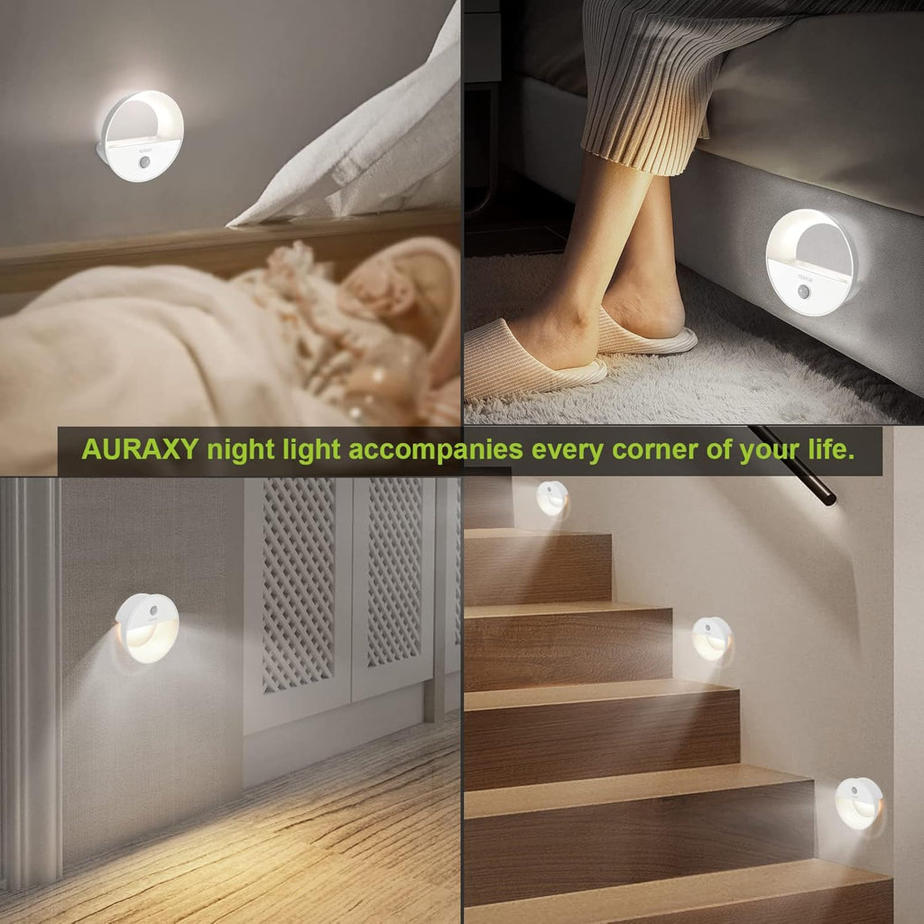 Rechargeable Motion Sensor Night Light, Battery Night Lights LED Cool White Magnetic Stick-on Motion Sensored Hallway Light, with Dusk to Dawn Sensor for Stair, Wall, Bedroom, Bathroom(6 Pack)