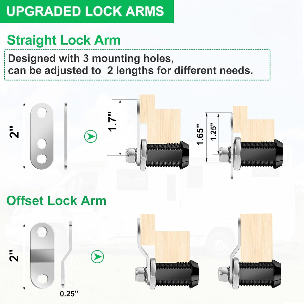 10 Pack Cabinet Lock with Keys, 1" RV Storage Locks Keyed Alike, RV Locks for Storage Door, Camper Toolbox RV Cam Locks with Manual(Black, 10Pack, 1 Inch)