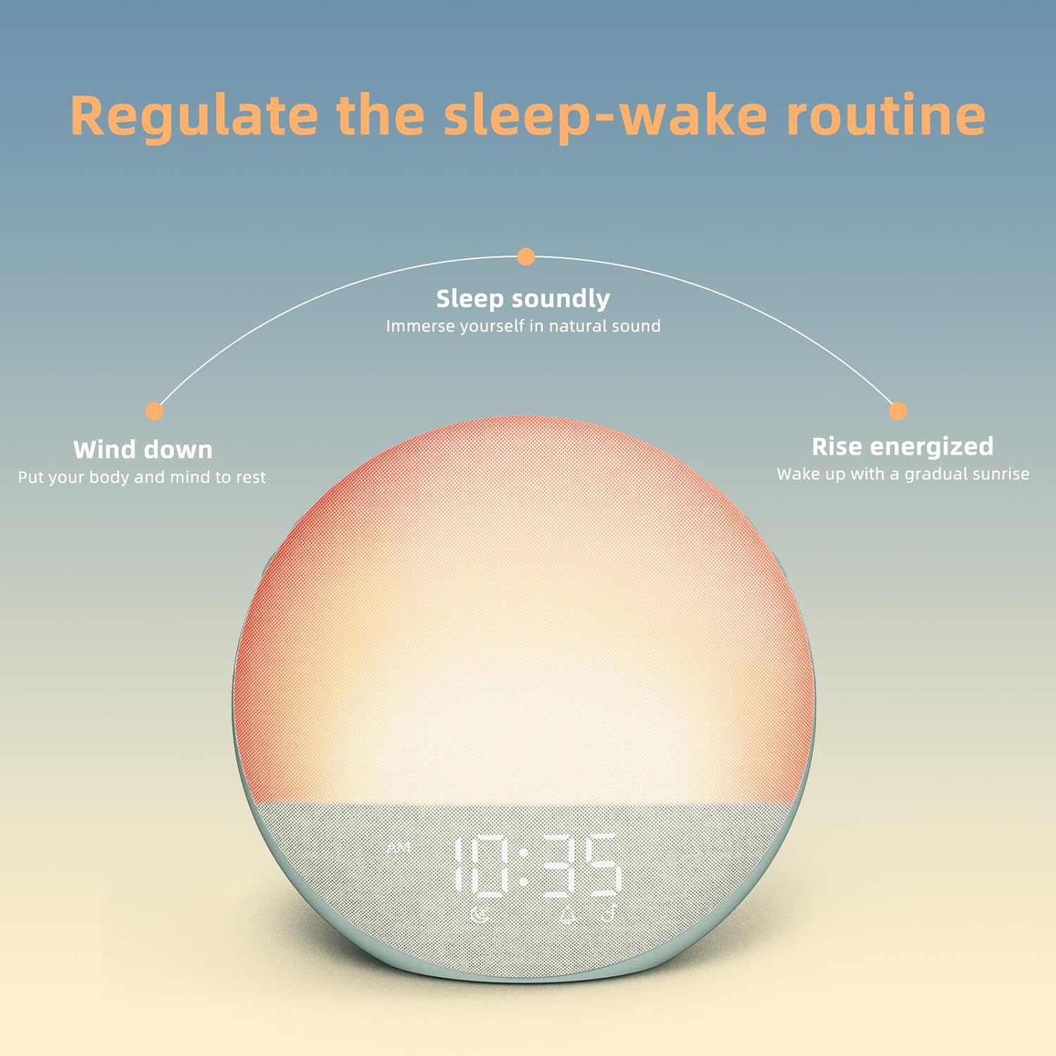 Sunrise Alarm Clock White Noise Machine: Natural Wake Up Light - Dimmable Clock with Bluetooth Speaker for Bedroom - 25 Sleep Sounds for Baby Adults Kids Sage Green