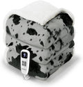 Cow Print Heated Blanket Twin-Heating Electric Blanket Twin with 10 Heat Levels & 10 Hours Auto-Off, Cozy Soft Fleece Sherpa, Washable, 62 x 84 Inche Cow Print Grey