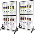 Eastern Tree 2 Packs 3'X 6' Two Gridwall Panels Display Stand with Sturdy T-Base, Black Wire Grid Wall Panels for Craft Show Display Rack, Art Display Stand, Extra More 20 Hooks