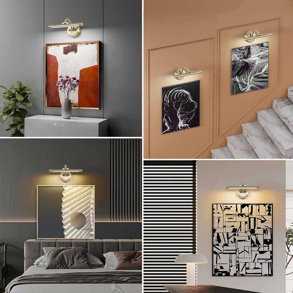 Picture Light for Wall,Battery Operated Art Lights for Painting,3 Color and Brightness, Adjustable Wireless Portrait Lights with Remote for Artwork,Bookcase,Photo Frames(Antique Bronze, 12inch)