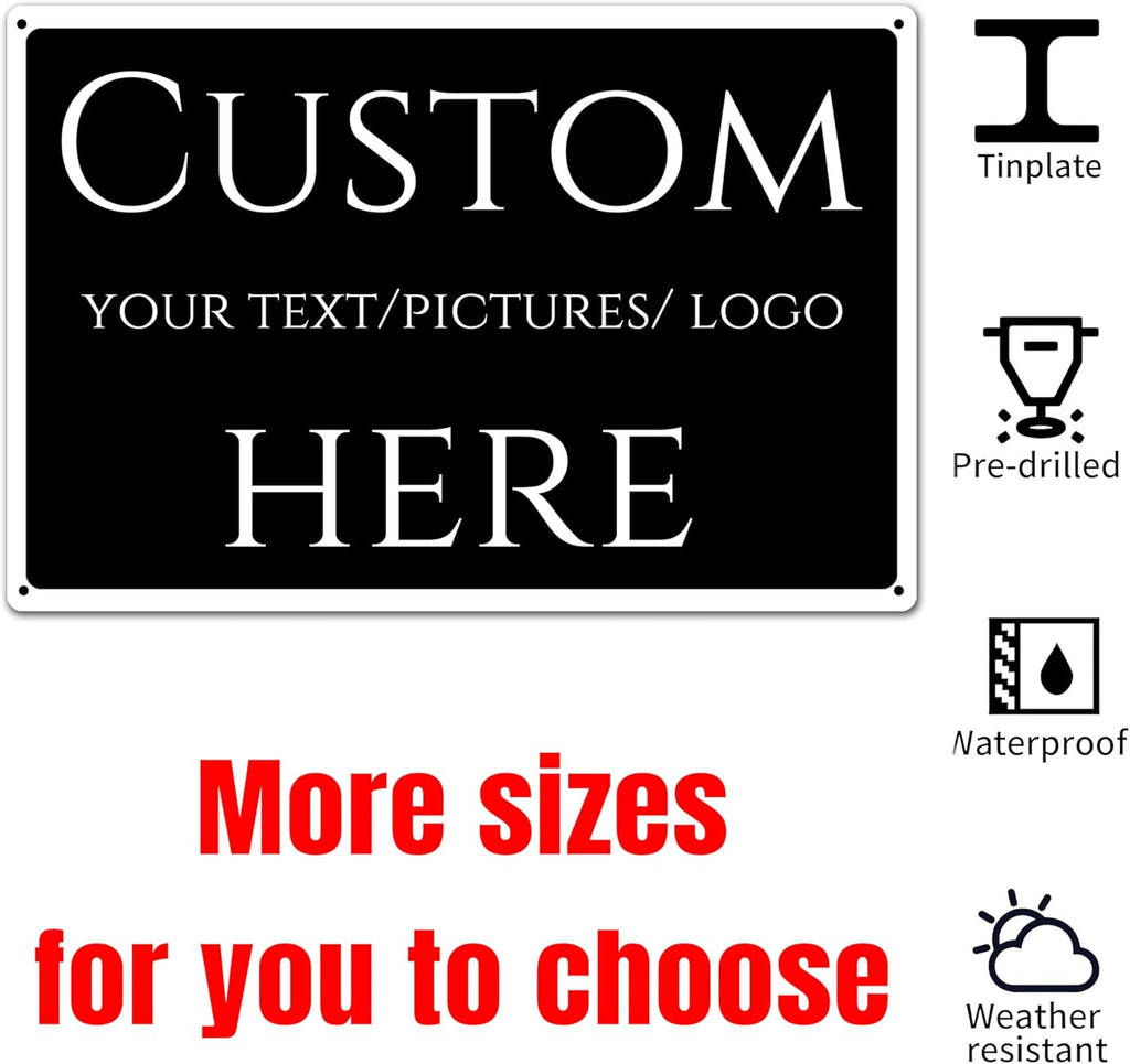 Custom Sign, Custom Metal Signs Personalized，Aluminum Weatherproof Metal Sign Multiple Sizes, Customize for yardz, Business, Workplace, office, Home, Delivery Signs(16 * 12 Inch)