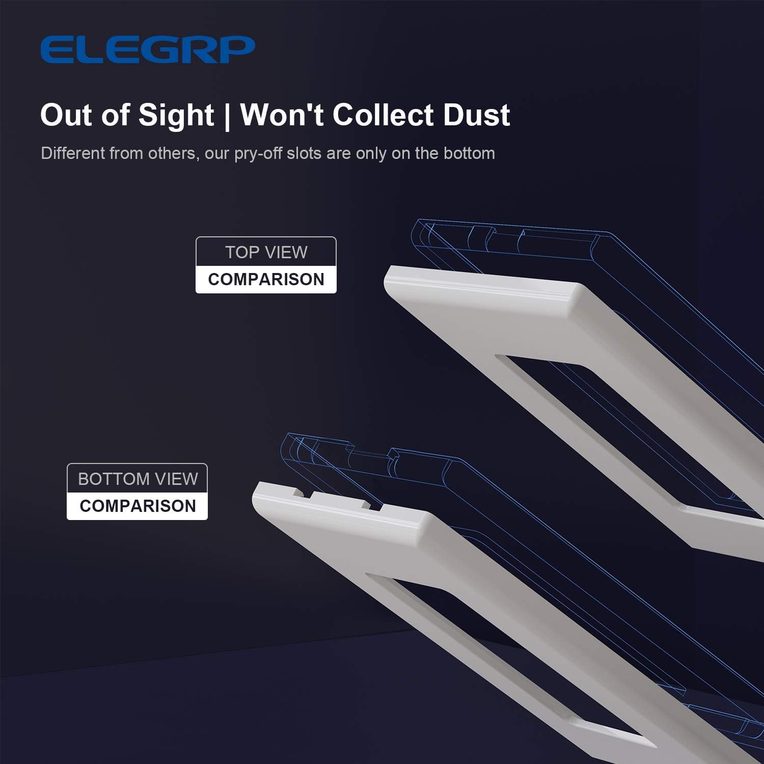 ELEGRP 1-Gang Screwless Decorator Wall Plates, Standard Size Unbreakable Thermoplastic Faceplate Cover for Decorator Receptacle Outlet Switch, UL Listed (50 Pack, Glossy White)