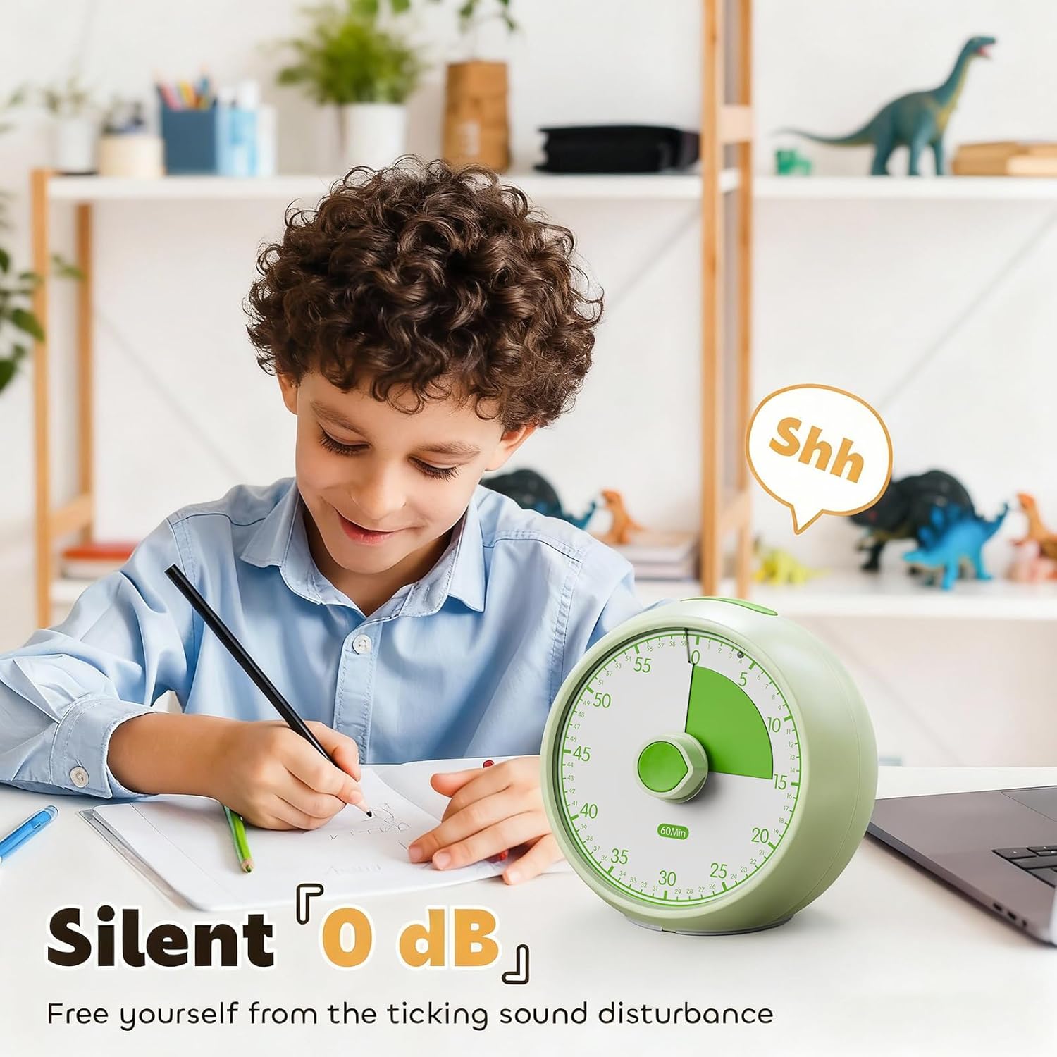 Visual Timer for Kids 60-Minute - Silent Analog Countdown Time Timer with Optional Alarm, Focus Tool for ADHD & Autism, Time Management for Homework, Chores, Office, Kitchen, Teaching & Study Routines
