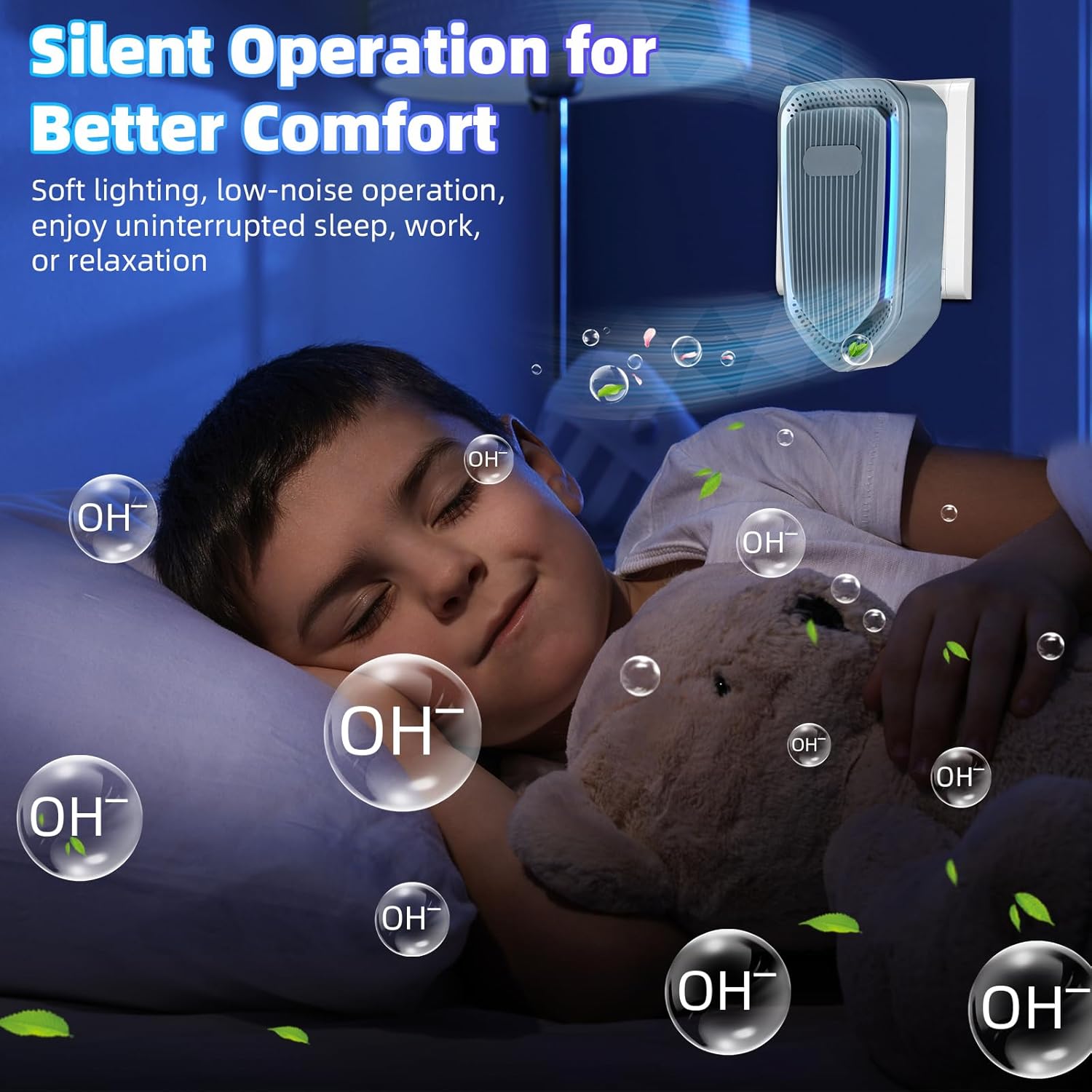 Negative Ion air Purifier, Silent Plug-in Air Purifier,Mini Portable Air Ion Generator, Absorbing Smoke and Dust, Purifying Air is Suitable for Bedroom, Study, Kitchen, Bathroom and Living Room (6)
