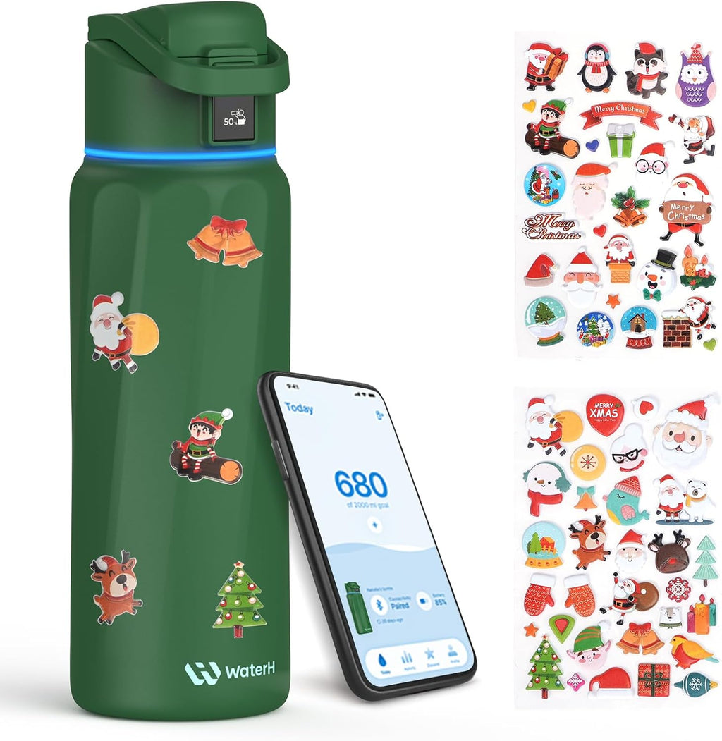BOOST Smart Water Bottle with Reminder & Tracker, 32oz Vacuum Insulated Bottles Stainless Steel, BPA-Free, Wide Mouth, Ideal Gift for Men, Women, Christmas, New Year, Gym, Office, School