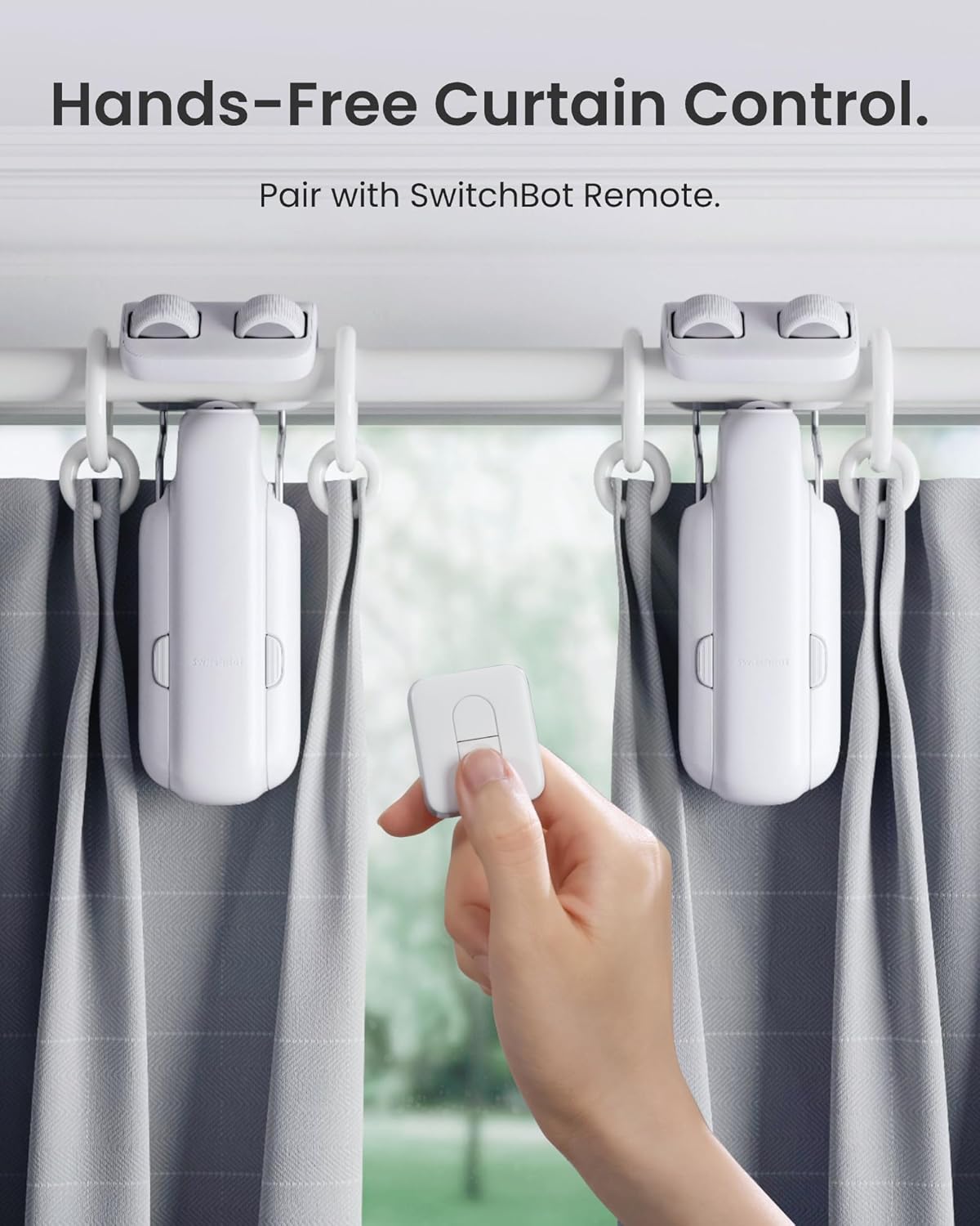 SwitchBot Smart Automatic Curtain Opener 2 Packs with Hub3 - Bluetooth Remote Control with App/Timer, High-Performance Motor, Unlimited Power, Compatible with Alexa, Google Home, HomeKit