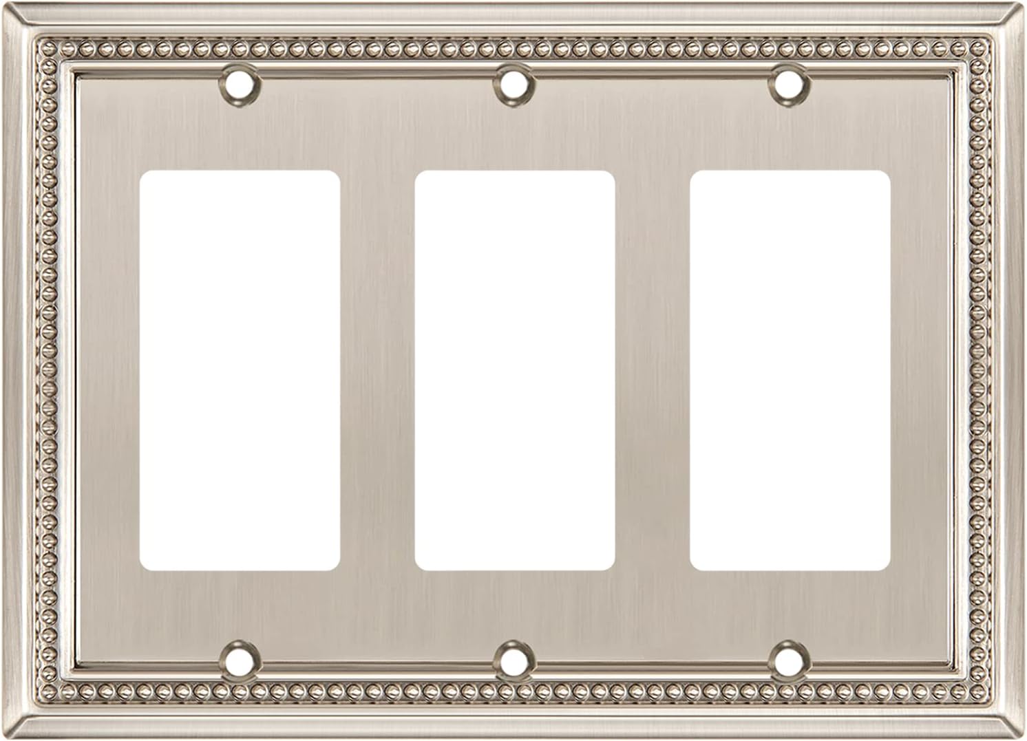Henne Bery Sunken Pearls Heavy Duty Decorative Wall Plate Switch Plate Outlet Cover (Triple Decorator, Satin Nickel)