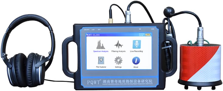 PQWT CL500 Water Leak Detectors for Home and Outside Wall Water Pipe Detector Acoustic Pipeline Leakage Detection Kit Professional Sensor Noise Reduce Headphone LCD Touchscreen Carry Case 5 Meters