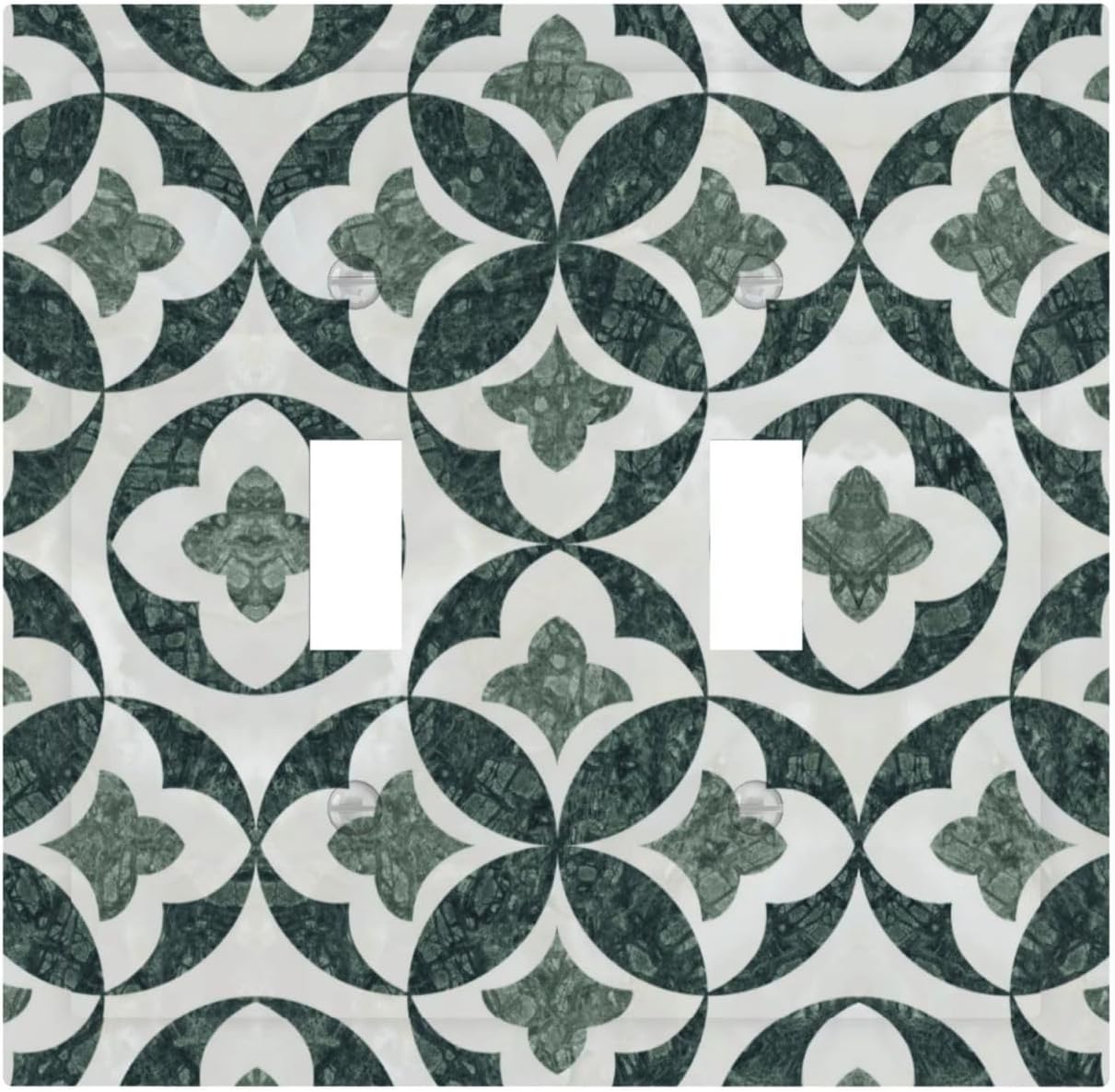 Green Luxury Modern Cubic Marble 2 Gang Double Toggle Decorative Light Switch Covers Electrical Faceplate Switch Plates for Bathroom Kitchen Home