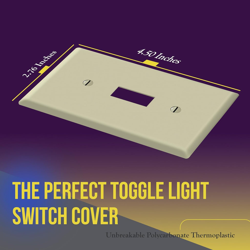ENERLITES Toggle Light Switch Wall Plate, Size 1-Gang 4.50" x 2.76", Unbreakable Polycarbonate Thermoplastic, 8811-I, Ivory