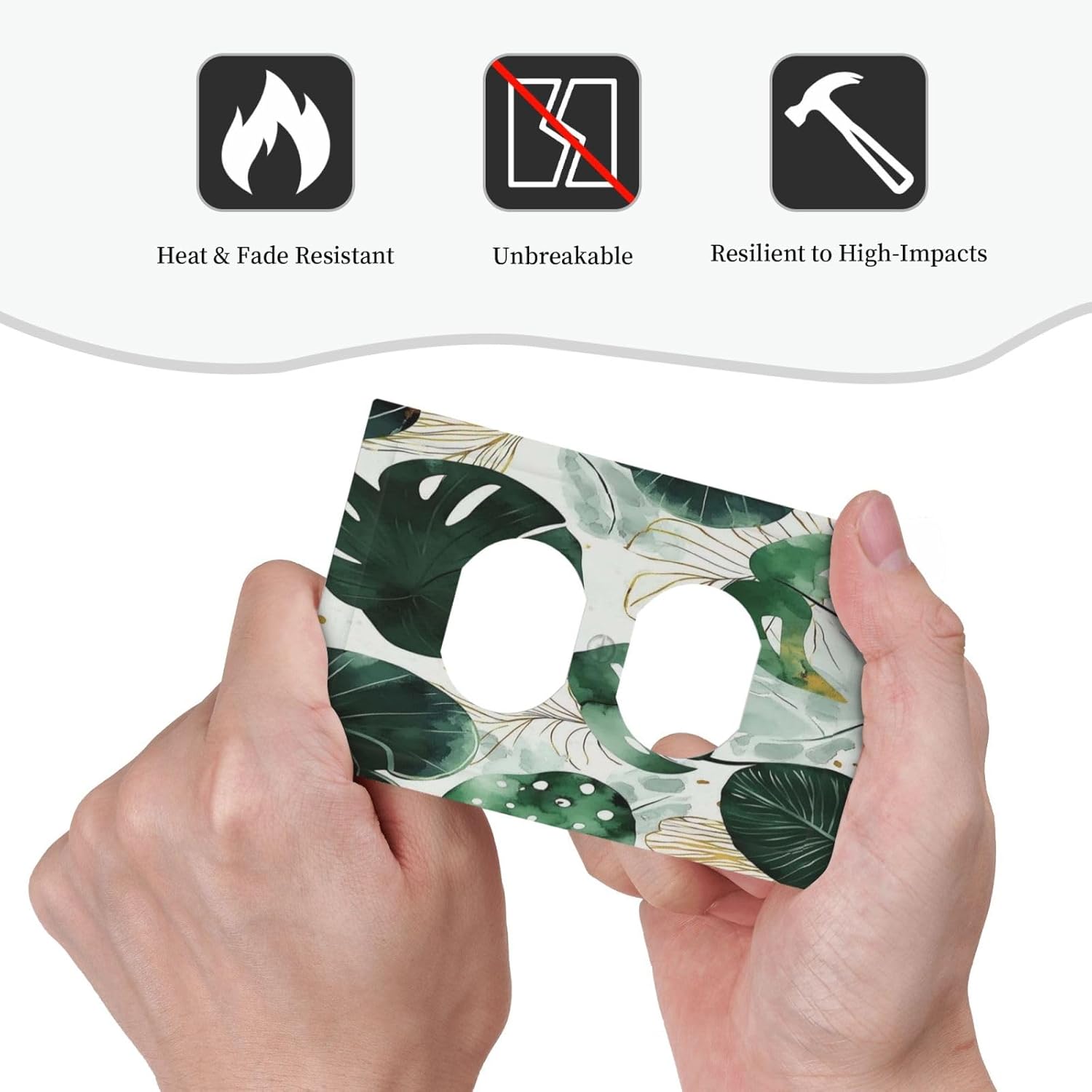 Boho Tropical Green Leaf Watercolor Banana Leaves Outlet Covers 1 Gang Duplex Light Switch Cover Decorative Switch Plates Electrical Receptacle Faceplate Wall Plate For Bed Room Living Room Decor
