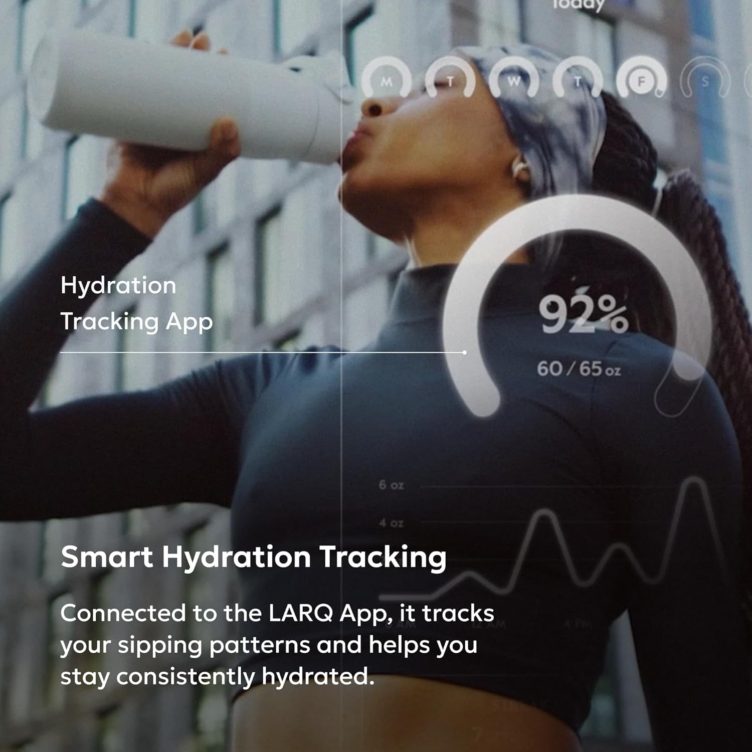 LARQ Bottle PureVis 2 - UV Water Purifier with Self-Cleaning, App Hydration Tracking, Filter Straw, Detachable Handle, Double-Wall Insulated