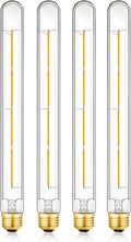 XININSUN T300 Led Bulb, 11.8 Inch Long Tubular Led Light Bulbs, 100Watt Equivalent, 1000lm, Dimmable, Clear Glass, E26 10W T10 LED Edison Tube Lamp Bulb,4 Pack. (6W=60W 2700K)