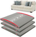 HAVARGO Couch Cushion Support High Density Foam 22X22X2.4 Inches Sofa Couch Supports for Sagging Cushions Light Grey 3Pc with Anti Slip Mesh Fabric