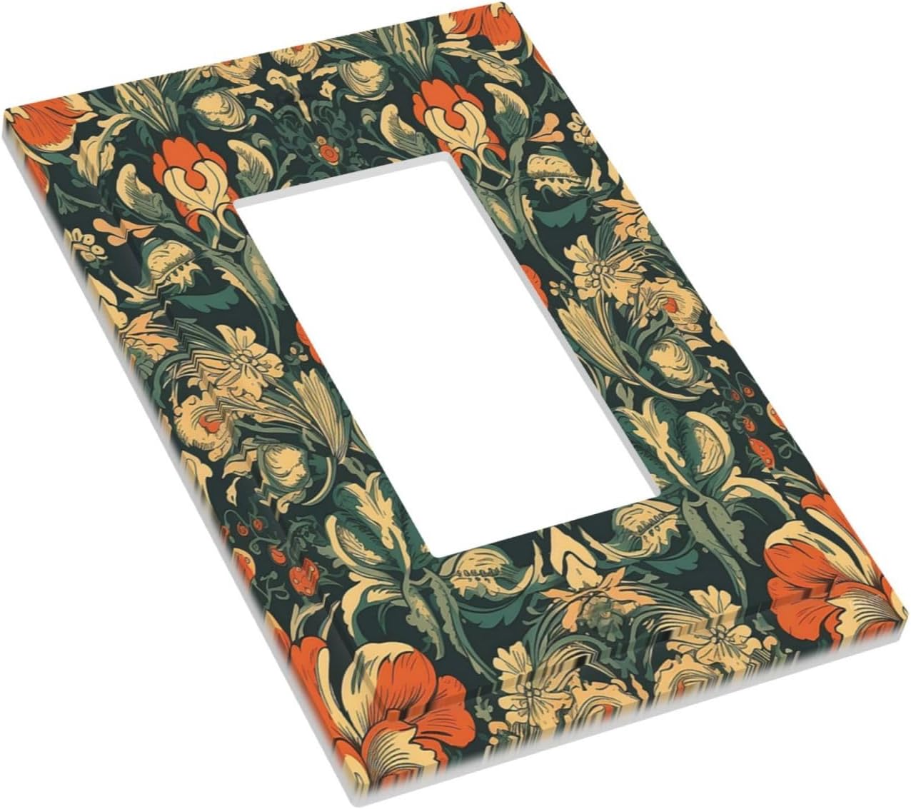 Decorative Outlet Covers William Morris Abstract Floral Plant Pattern Orangeyellowgreen 1 Gang Single Rocker Light Switch Cover Plate Wall Plates GFCI Faceplate for Bedroom living Room Decor