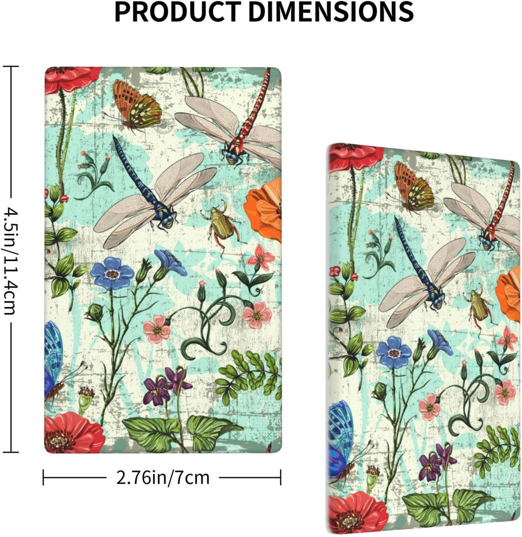 Dragonflies Flowers Butterfly 1 Gang Single Blank Outlet Light Switch Cover Decorative Single Blank Wall Plate Cover For Home Living Bedroom Kitchen Decorative