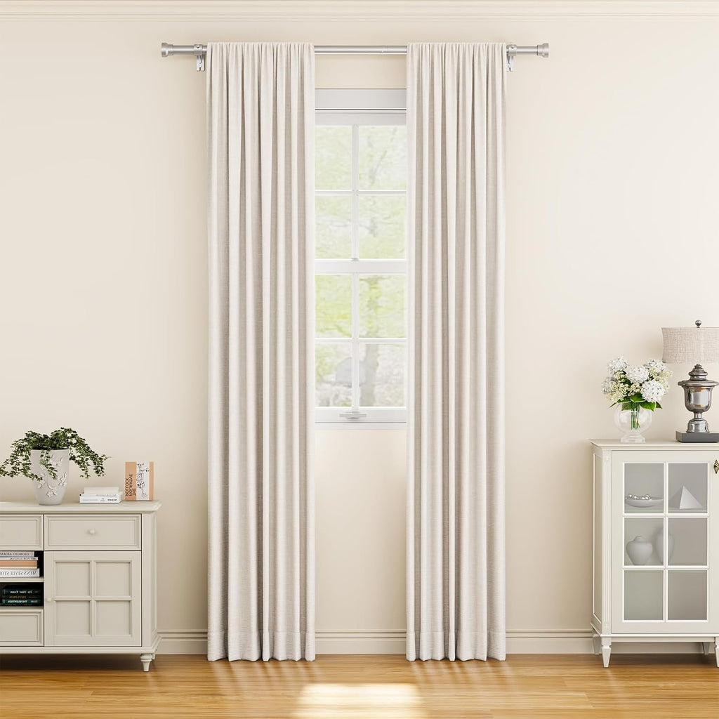 Curtain Rod 2 Pack 32-58 Inch, Heavy Duty 1 Inch Curtain Rod, Sliver Short Adjustable Window Treatment Rods, Modern Design, Easy Installation
