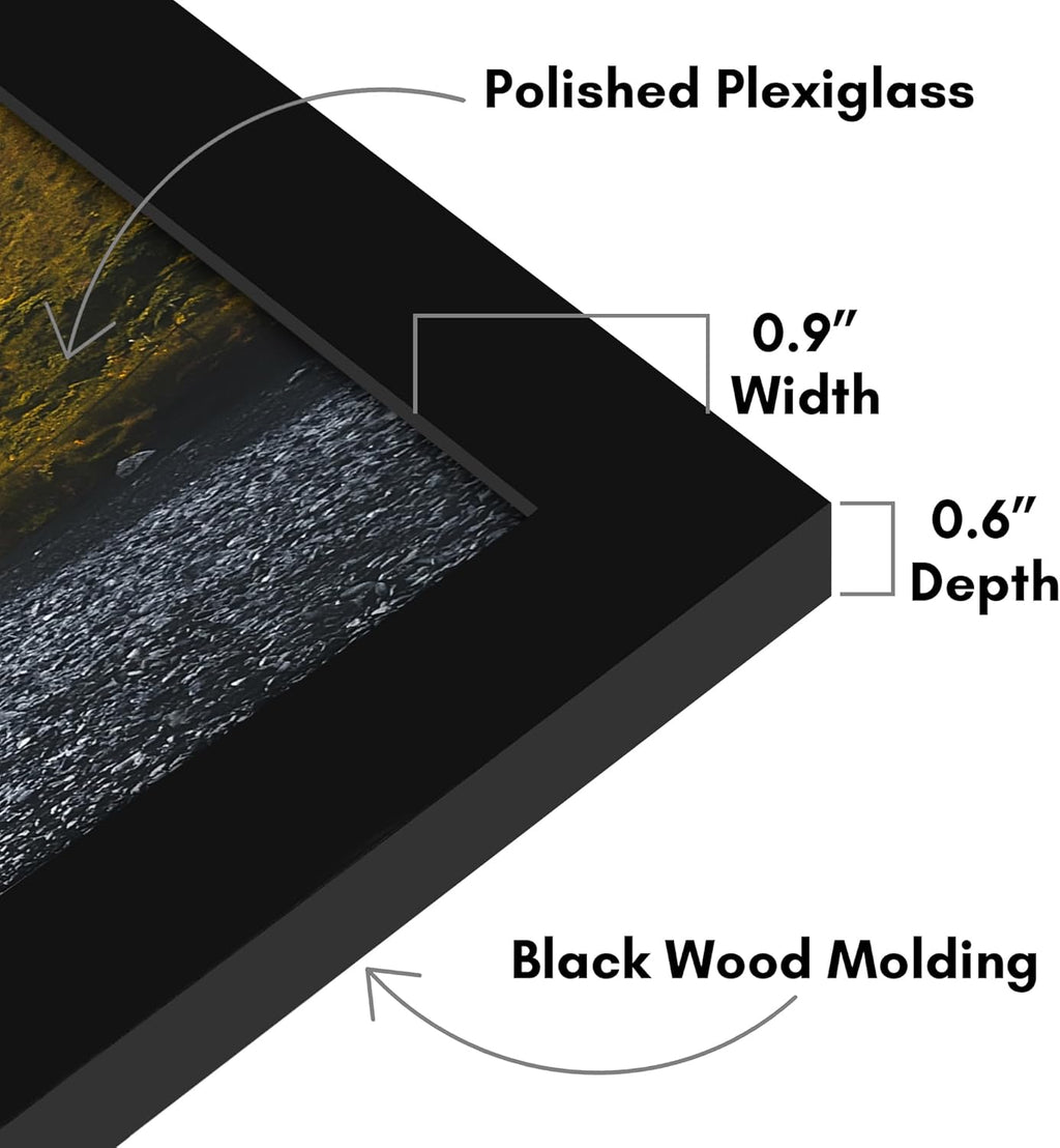 Americanflat 14x36 Poster Frame with Polished Plexiglass - Signature Collection - Gallery-Style Frames Made of Engineered Wood - Photo Frame for Wall Display - Black