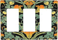 Light Switch Covers William Morris Vintage Floral Green Yellow 3 Gang Rocker Electrical GFCI Decorative Triple Outlet Wall Plate Cover Switchplate for Bedroom Home Decor