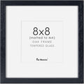 Fun Memories 8x8 Oak Wood Picture Frame in Black, 8"x8" Photo Frame for Wall, Square Frames 8x8 with Stand for Tabletop Display, Real Tempered Glass, 8 x 8 Picture Frames (Black Color, 1 Pack)