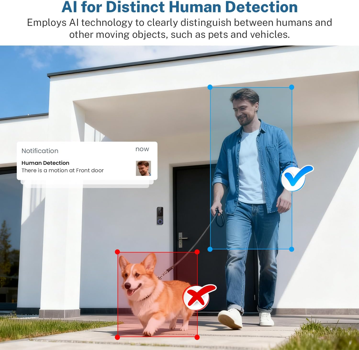 1080p Wireless Video Doorbell Camera for Home Security, with Cloud Storage, Real-Time Alerts, Night Vision, Indoor and Outdoor Monitoring, Battery Powered
