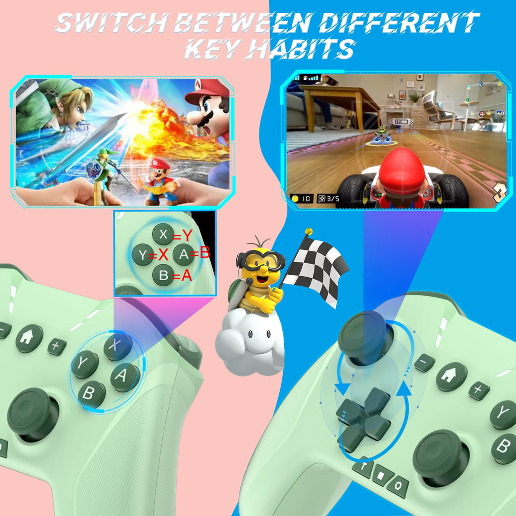 Bluetooth Controller for Switch/Mac/PC/Steam/Mobile Phone/iOS/Android//TV/iPad/Table/Apple Arcade MFi Games, switch pro controller wireless with Adjustable Dual Motion,Turbo,Macros,6-Axis,Wake Up for Black Myth: Wukong (Black) (Purple) (Green)