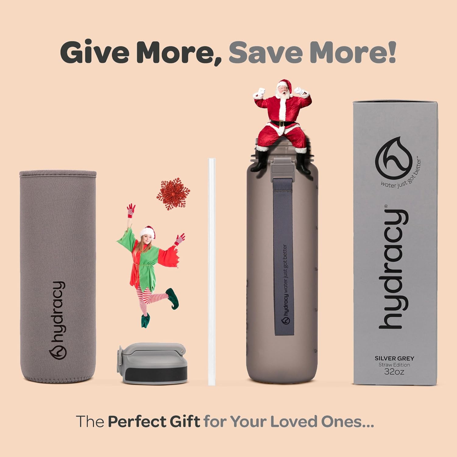 Hydracy Water Bottle with Time Marker -Large BPA Free Water Bottle & No Sweat Sleeve -Leak Proof Gym Bottle with Fruit Infuser Strainer & Times to Drink -Ideal for Fitness Sports & Outdoors