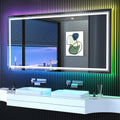 LED Mirror for Bathroom, 60"X36" with 8 RGB Backlit +3 Front Lit (Adjustable Individually), Anti-Fog, Large Lighted Bathroom Vanity Mirror for Wall,Shatterproof,Memory Function,Tempered Glass