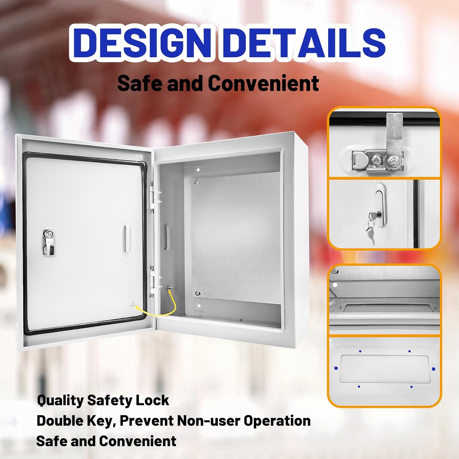 Outdoor Electrical Box 16 x 12 x 6''D NEMA 4X Enclosure Steel Box, Waterproof & Dustproof Outdoor/Indoor Lockable Electrical Junction Box, with Mounting Plate