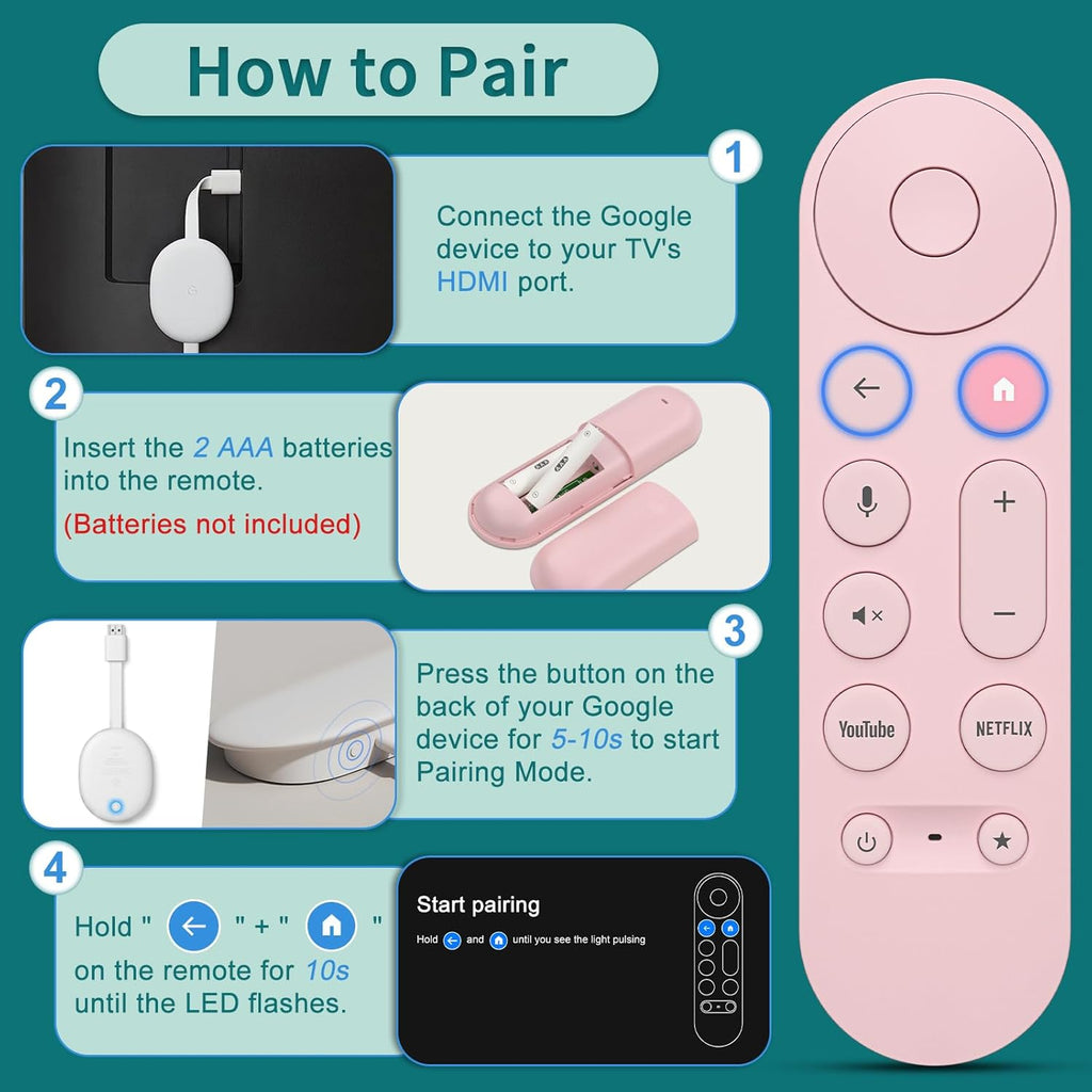 Voice Replacement for Google-Chromecast-TV-Remote, for Chromecast with Google TV Remote, for Google TV Streamer.1-Year Warranty.
