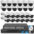 4COVR PoE 32 Channel Security Camera System, 12 Dome IK10 Vandal-Proof 12 Bullet 5MP Commercial IP Camera IP67 Night Vision, AI Human/Vehicle Detection, Business H.265 UHD NVR 8TB HDD, LYH54A5M3224