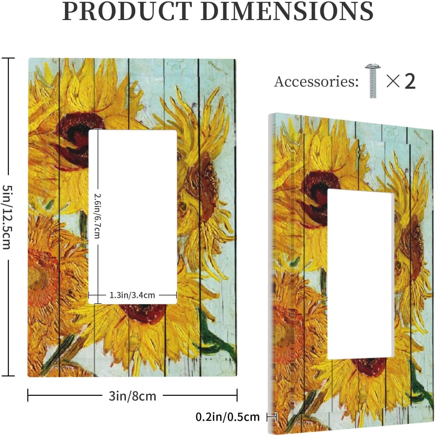 Decorative Outlet Covers Sunflowers Oil Paintings Wood Floral 1 Gang Single Rocker Light Switch Cover Plate Wall Plates Gfci Faceplate For Farmhouse Bed Room Decor