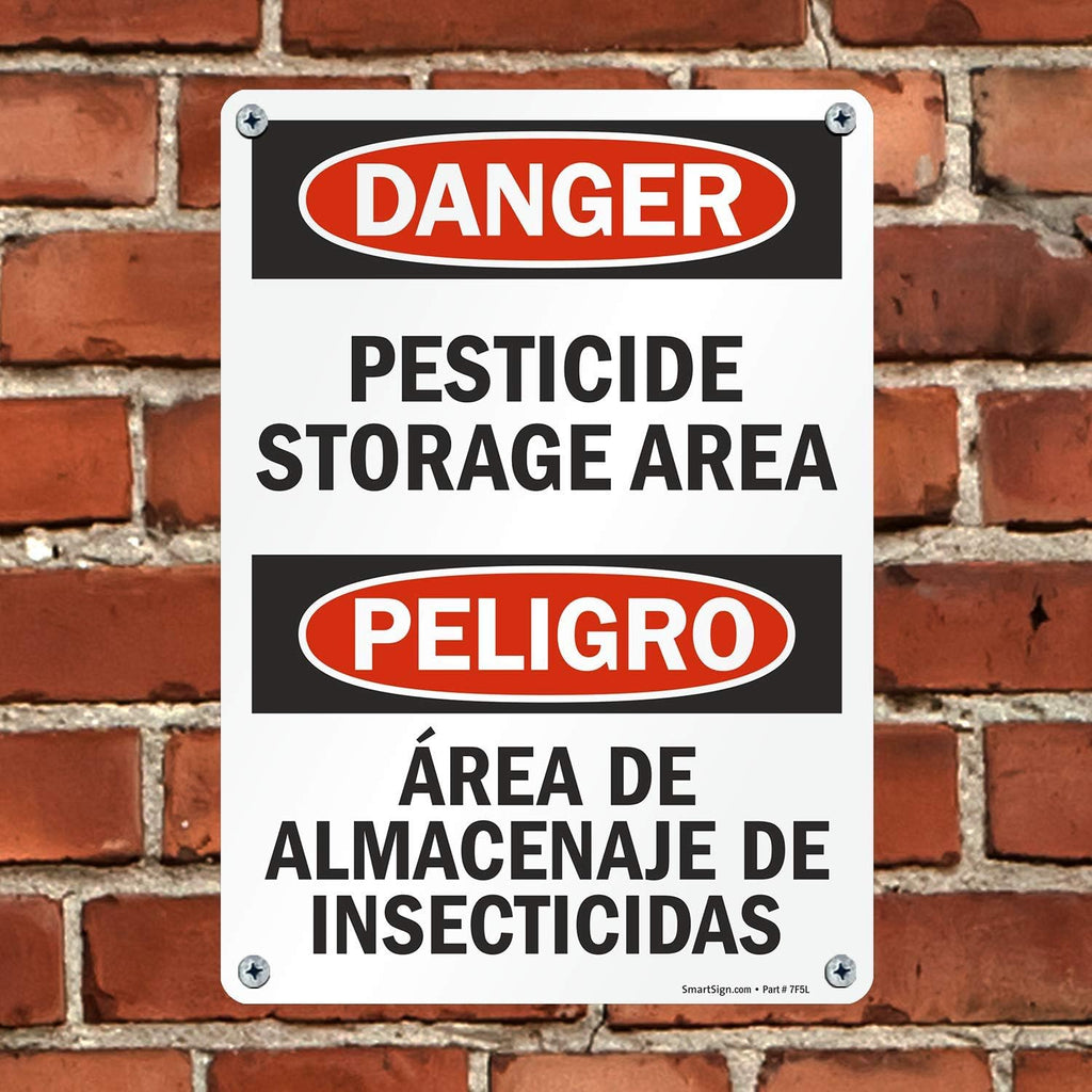 SmartSign "Danger - Pesticide Storage Area" Bilingual Sign | 10" x 14" Plastic