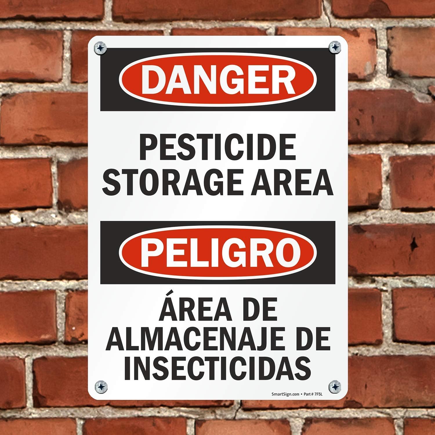 SmartSign "Danger - Pesticide Storage Area" Bilingual Sign | 10" x 14" Plastic