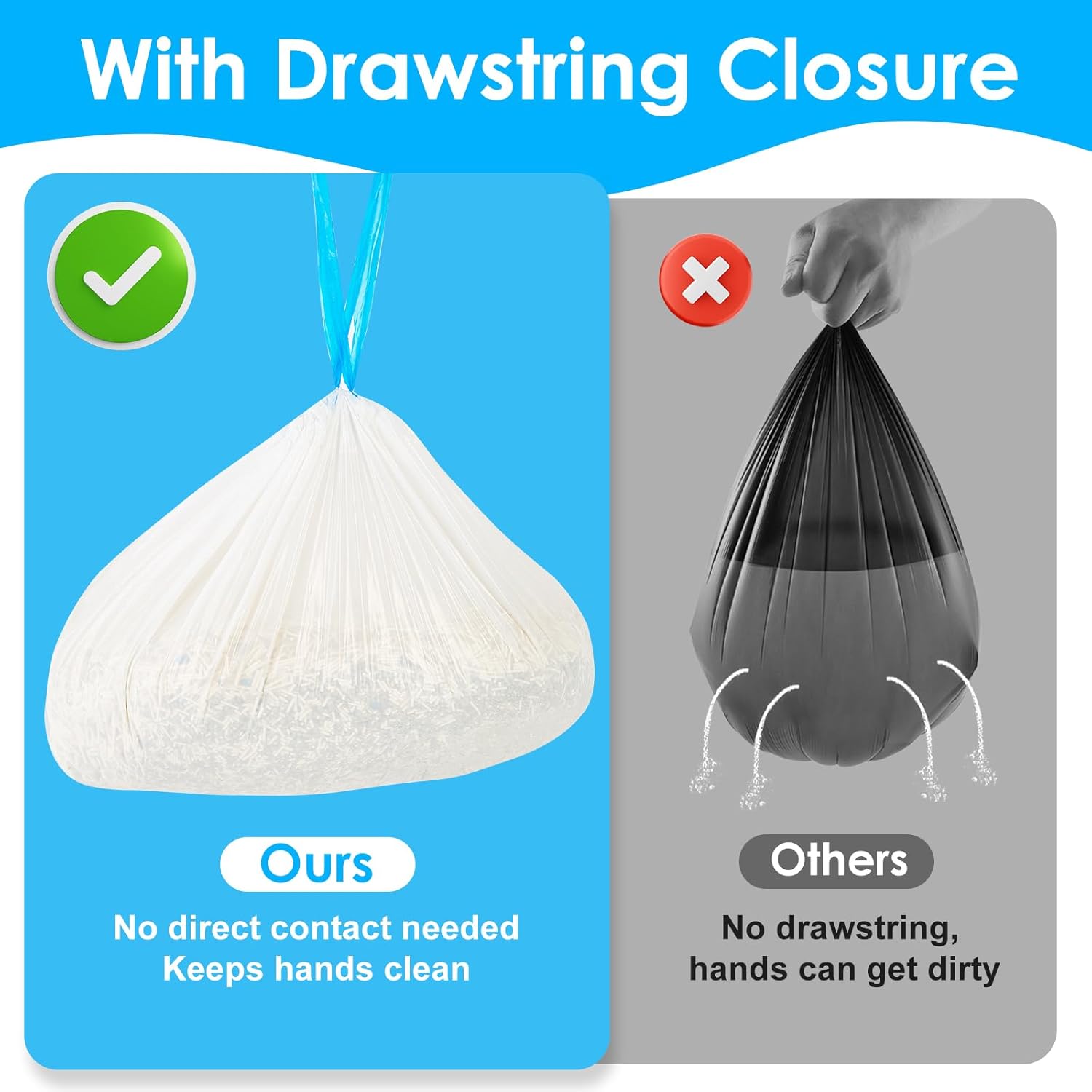 Cat Litter Bags 120 Count, 26.37"x15.74" Drawstring Close Litter Box Liners for Automatic Litter Box,Thick Cat Poop Bags,Easy to Clean,Heavy Duty Robot Bag for Self-Cleaning Box