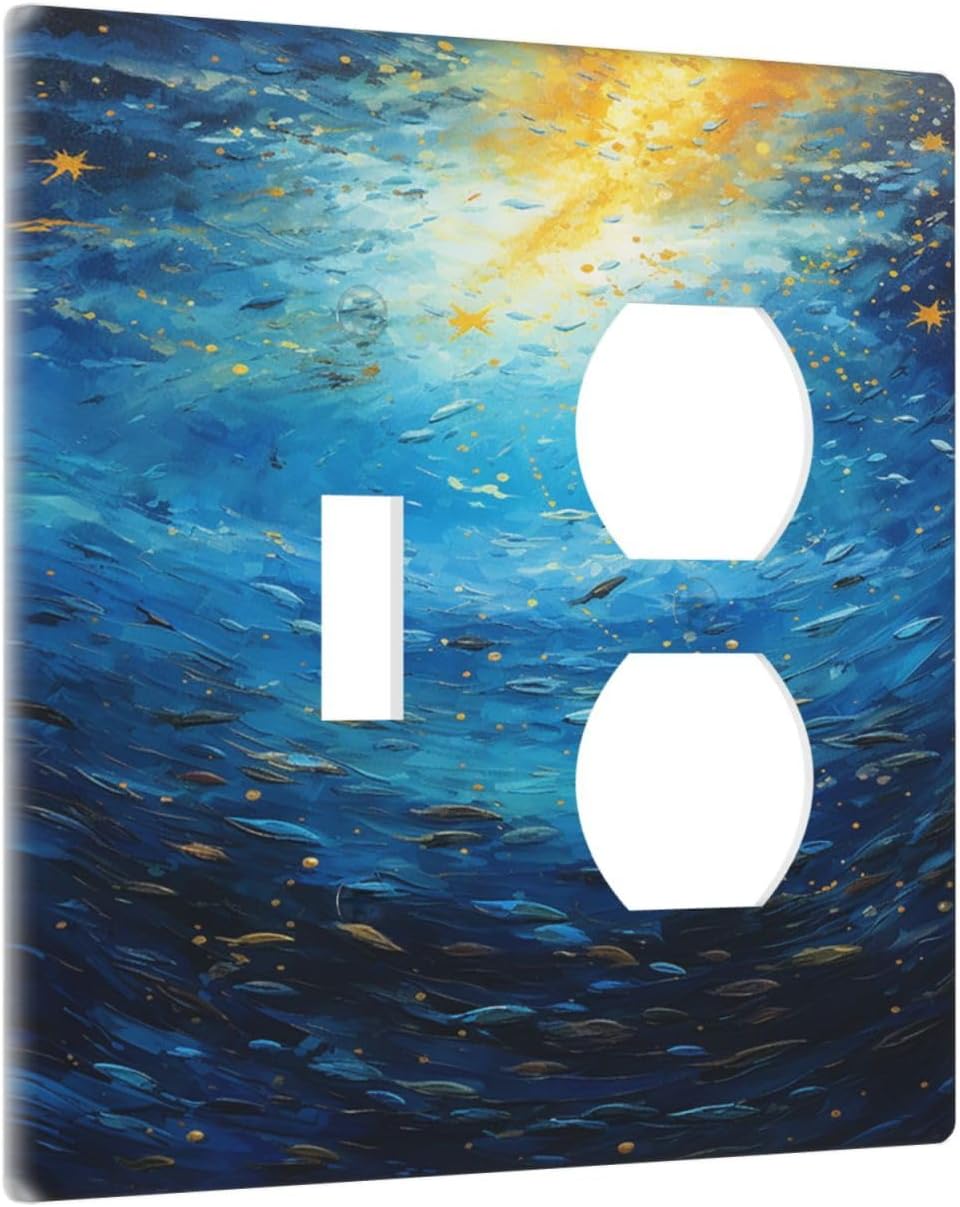Wallplates Dream Ocean Underwater World Fish Shoal 1 Toggle 1 Duplex Switch Plate Electrical GFCI Faceplate Decorative Light Switch Covers for Kids room Nursery Decor