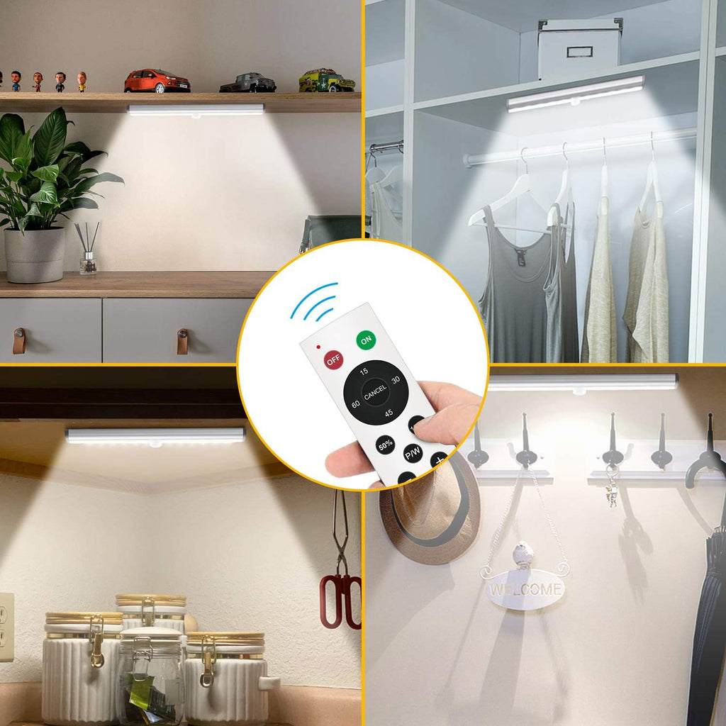Diomart LED Closet Light 20-LED Rechargeable Remote Control Light Under Cabinet Lighting Wireless Stick-Anywhere Night Light Bar with Touch Control for Stairs, Wardrobe, Kitchen, Hallway (1 Pack)