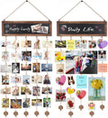 Bikoney 2-Pack Picture Frames Collage Wall Decor Photo Display Photo Board Wood Rustic Frames for Wall Decor and Party with 2 Blackboard and 60 Clips Carbonized Black