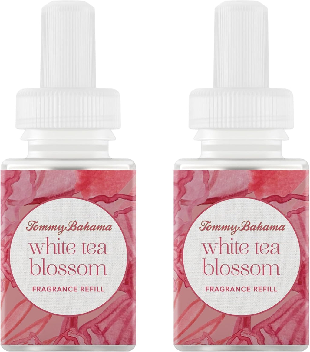 Pura & Tommy Bahama Home Scent Refill - Smart Home Air Diffuser - Up to 120-Hours of Luxury Fragrance per Refill - Home Essential - Clean & Safe Diffuser Fragrance - 2 Pack, White Tea Blossom