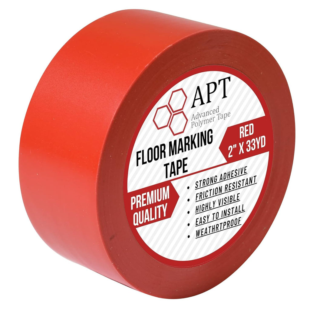 APT, Multi Color Marking Tape, Premium Safety Marking and Dance Floor Splicing Tape, 6 mil Thick (Red, 1 Roll)