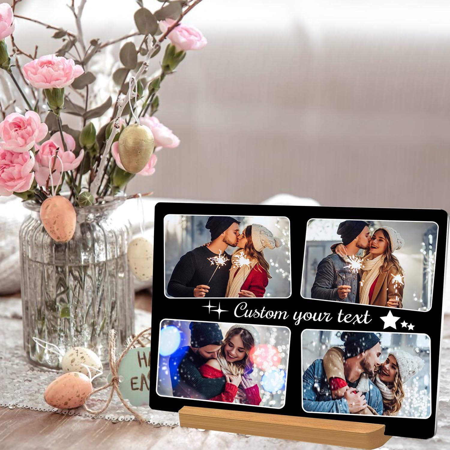 Custom Metal Photo Prints, Personalized Picture Frame with Your Photos, Customized Photo Gifts for Lovers, Couples, Family and Home Decor
