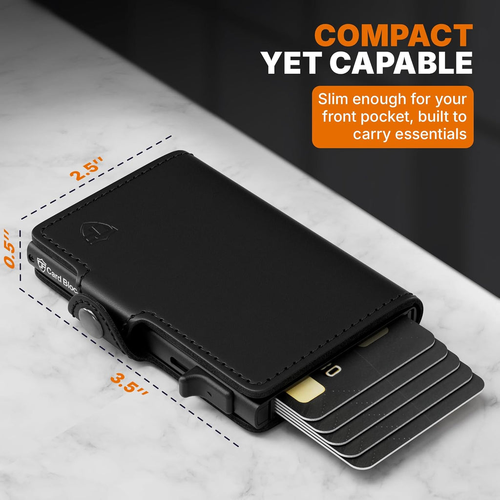 Conceal Plus Mens Wallet Credit Card Holder, Smart Pop Up RFID Wallet, Slim Minimalist Leather Front Pocket Card Case, Compact Travel Wallet RFID Blocking, Holds 4-6 Standard Cards Plus Cash & ID